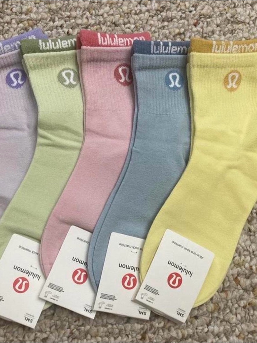 lululemon✨⭐️💙💛💚💜🩷Pastel Socks-Yellow, Blue, Pink, Green, Lavender-$15 each - Picture 2 of 2
